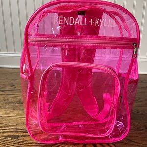 KENDALL + KYLIE Clear PVC Backpack with logo. NWT